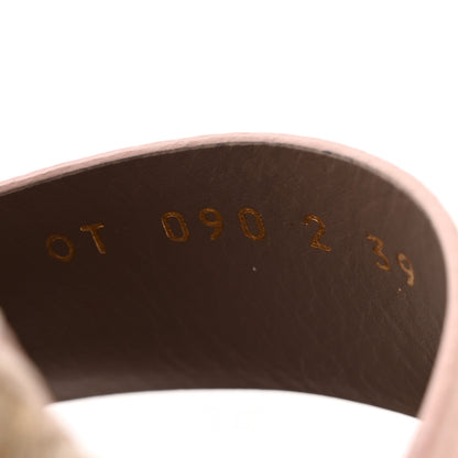 Valentino Garavani Grained Calfskin Rockstud Ankle Strap Espadrille 15/105mm Wedge Sandals 39 Rose Quartz Natural 9 of 14