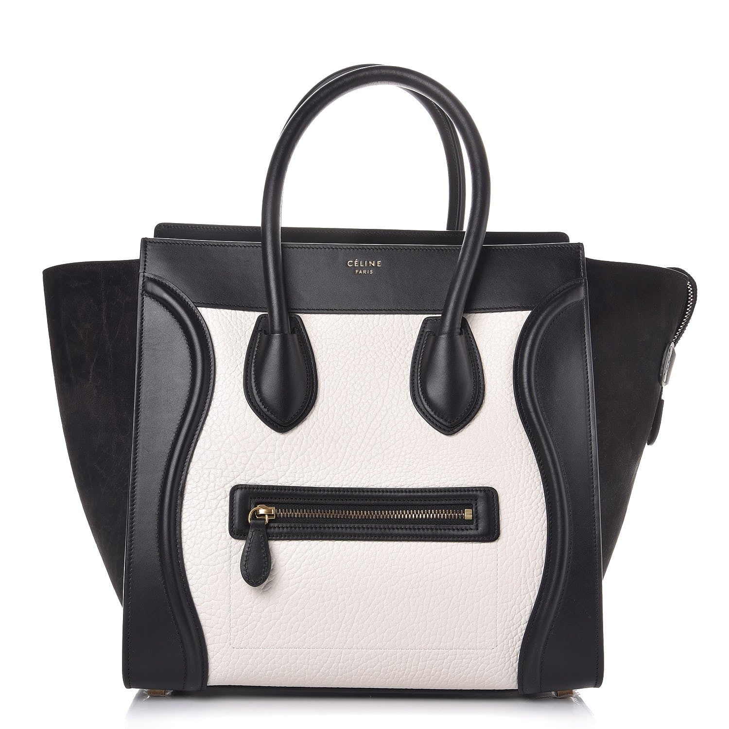 Celine Elephant Calfskin Suede Mini Bi-Color Luggage Black White 1 of 7