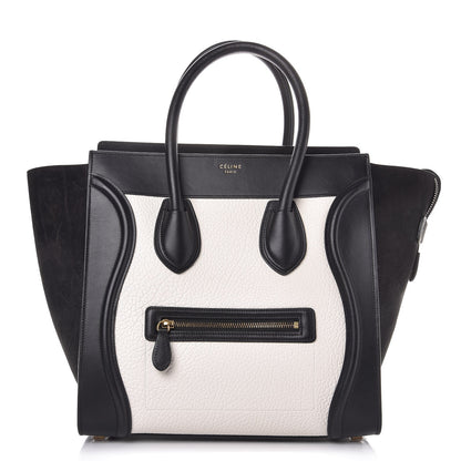 Celine Elephant Calfskin Suede Mini Bi-Color Luggage Black White 1 of 7