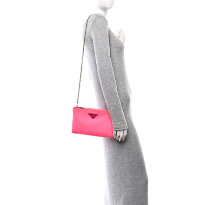 Prada Tessuto Nylon Soft Padded Crossbody Clutch Rosa Fluo 2 of 12