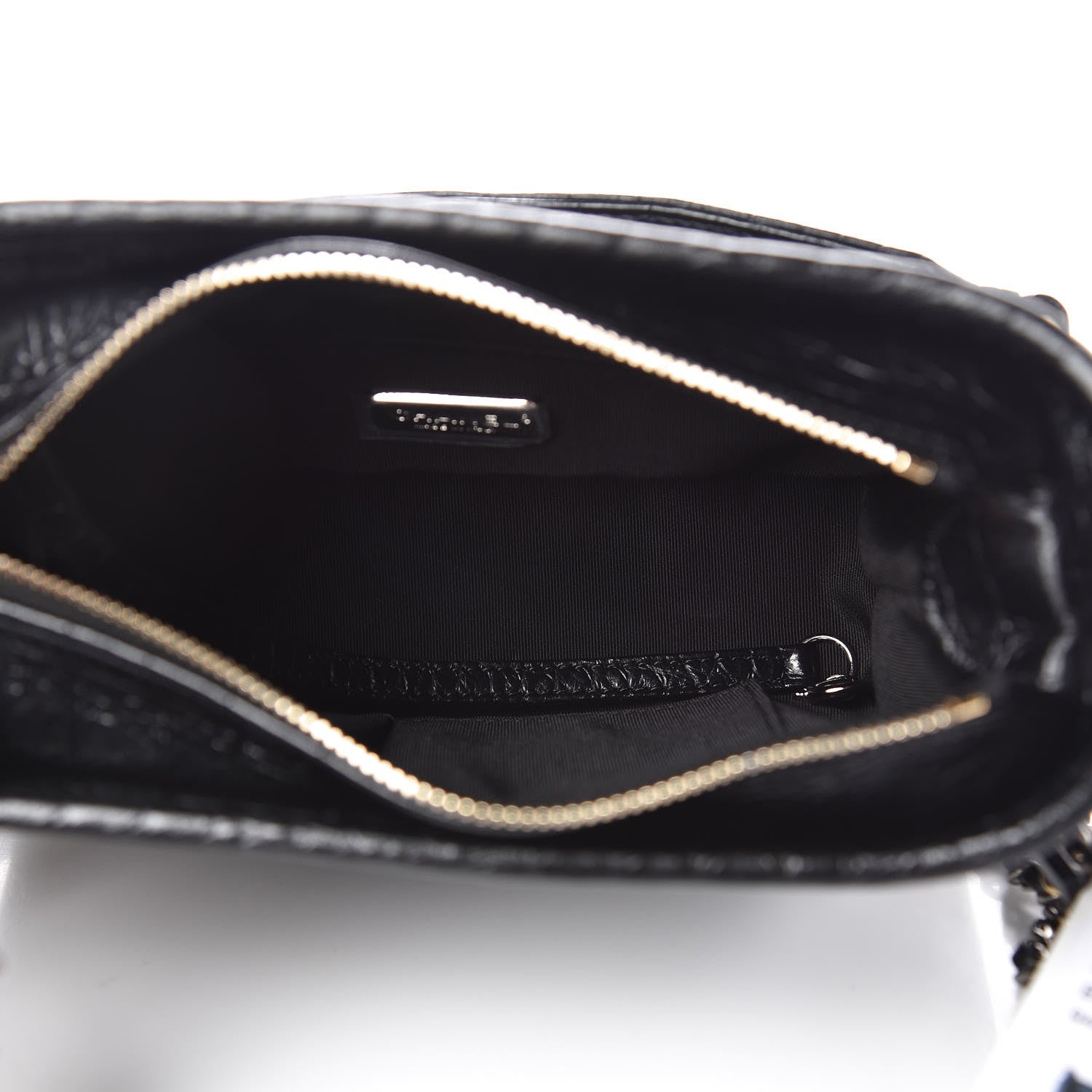 Chanel Calfskin Crocodile Embossed Small Gabrielle Cocodile Hobo Black 7 of 13