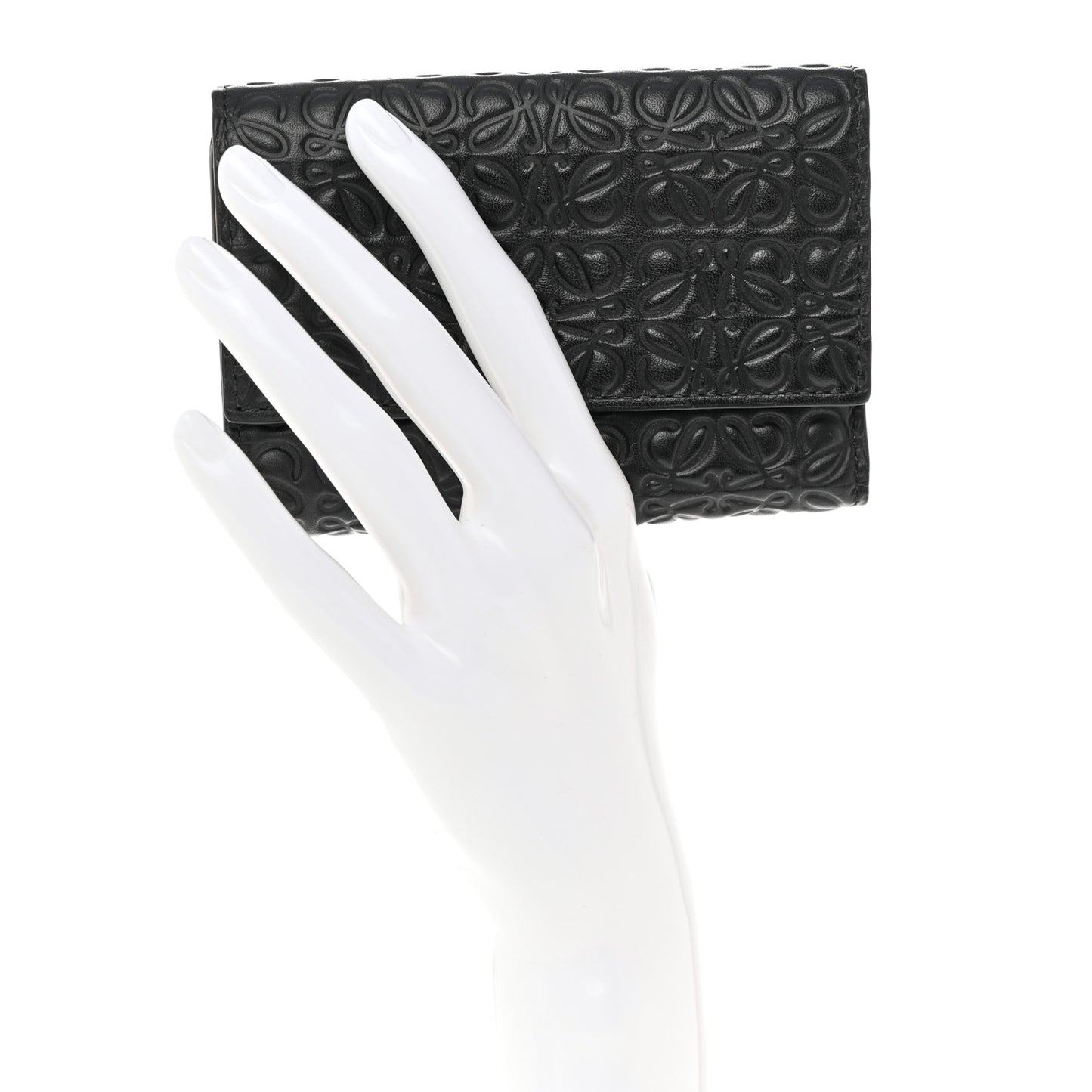 Calfskin Embossed Trifold Wallet Black