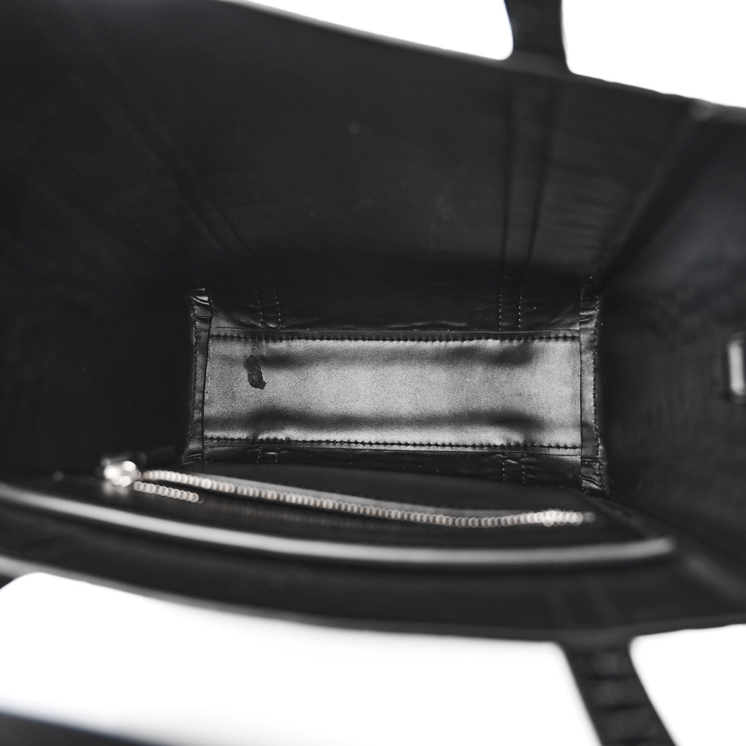 Balenciaga Shiny Calfskin Logo Crocodile Embossed XXS Everyday Tote Black 5 of 14
