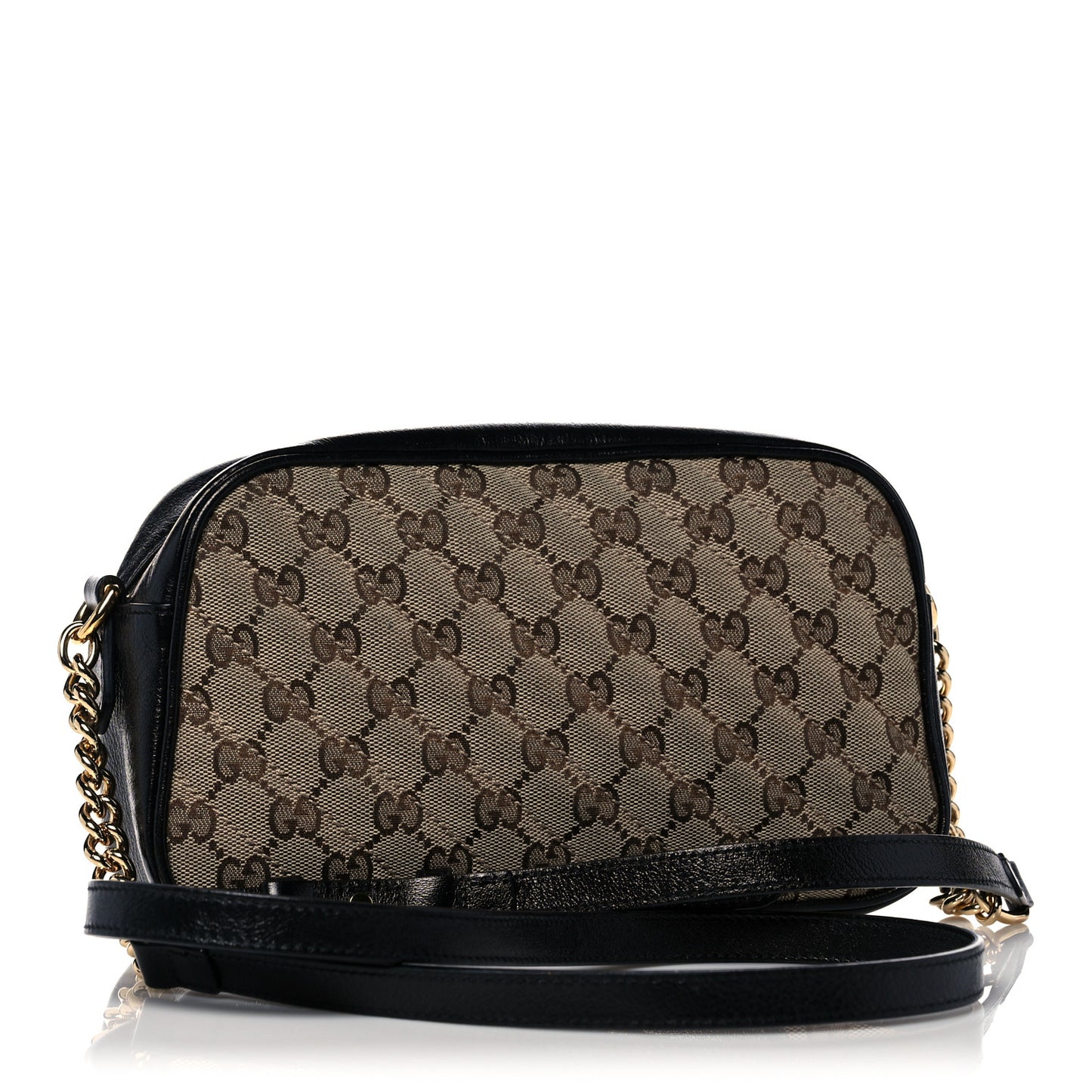 Monogram Matelasse Diagonal Small GG Marmont Chain Shoulder Bag Beige Black