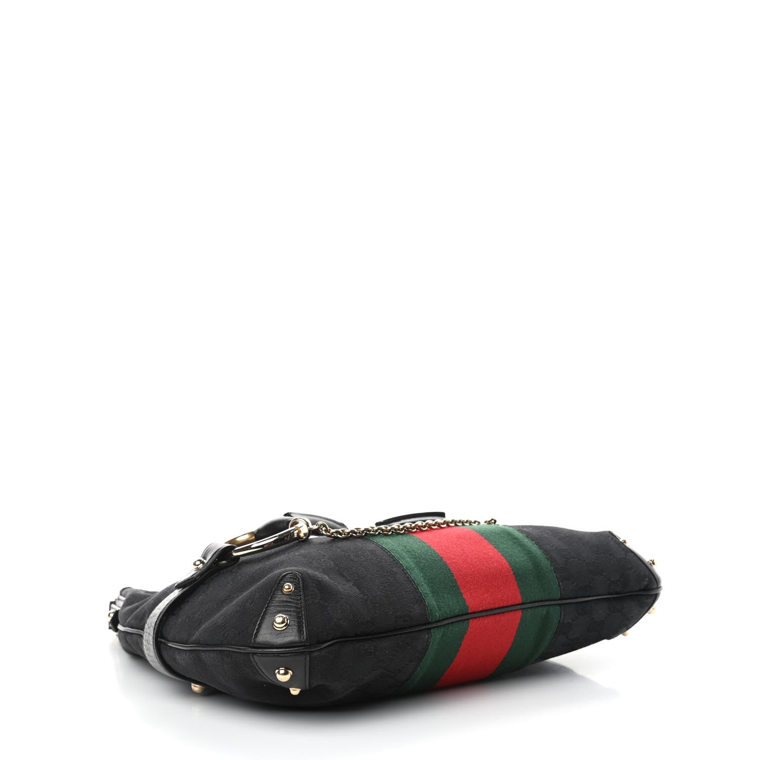 Gucci Monogram Large Horsebit Web Hobo Black 4 of 10
