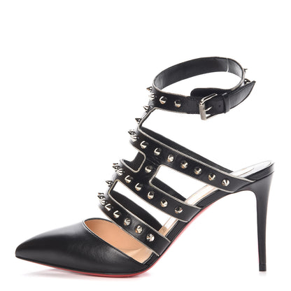 Christian Louboutin Kid Tchicaboum 85 Pumps 37 Black Silver 1 of 8