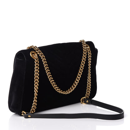 Gucci Velvet Matelasse Medium GG Marmont Shoulder Bag Black 3 of 11
