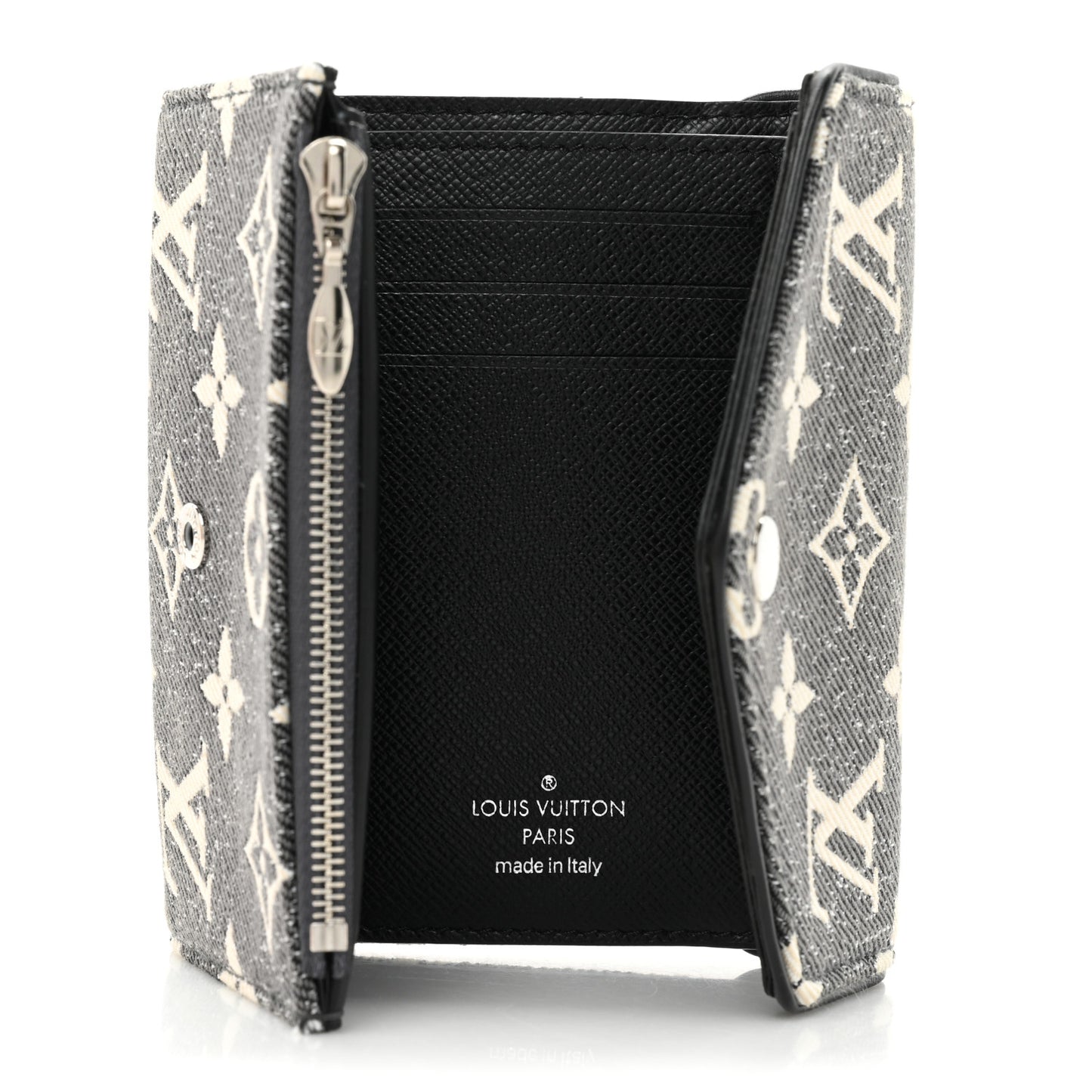 Denim Monogram Jacquard Victorine Wallet Grey