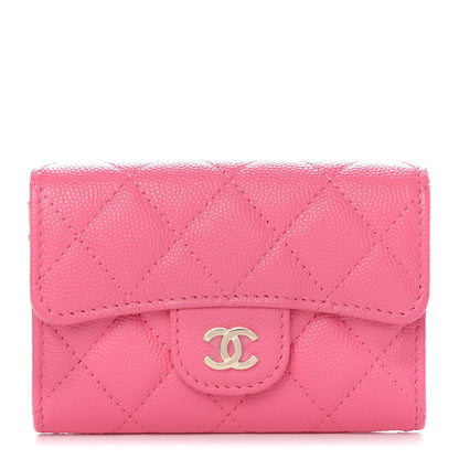 Chanel Caviar Quilted Flap Card Holder Wallet Pink 1 of 9