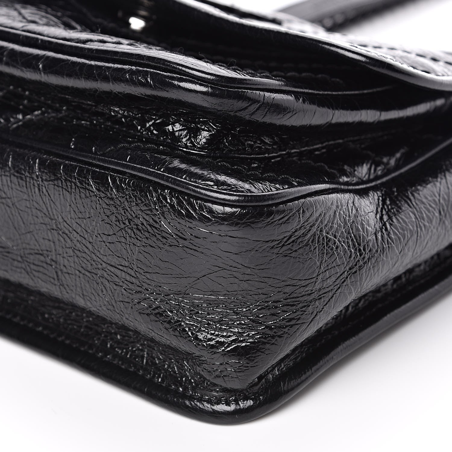 Saint Laurent Crinkled Calfskin Matelasse Monogram Baby Niki Chain Satchel Black 9 of 10