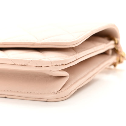 Chanel Lambskin Quilted CC Pearl Crush Wallet on Chain WOC Beige 11 of 12