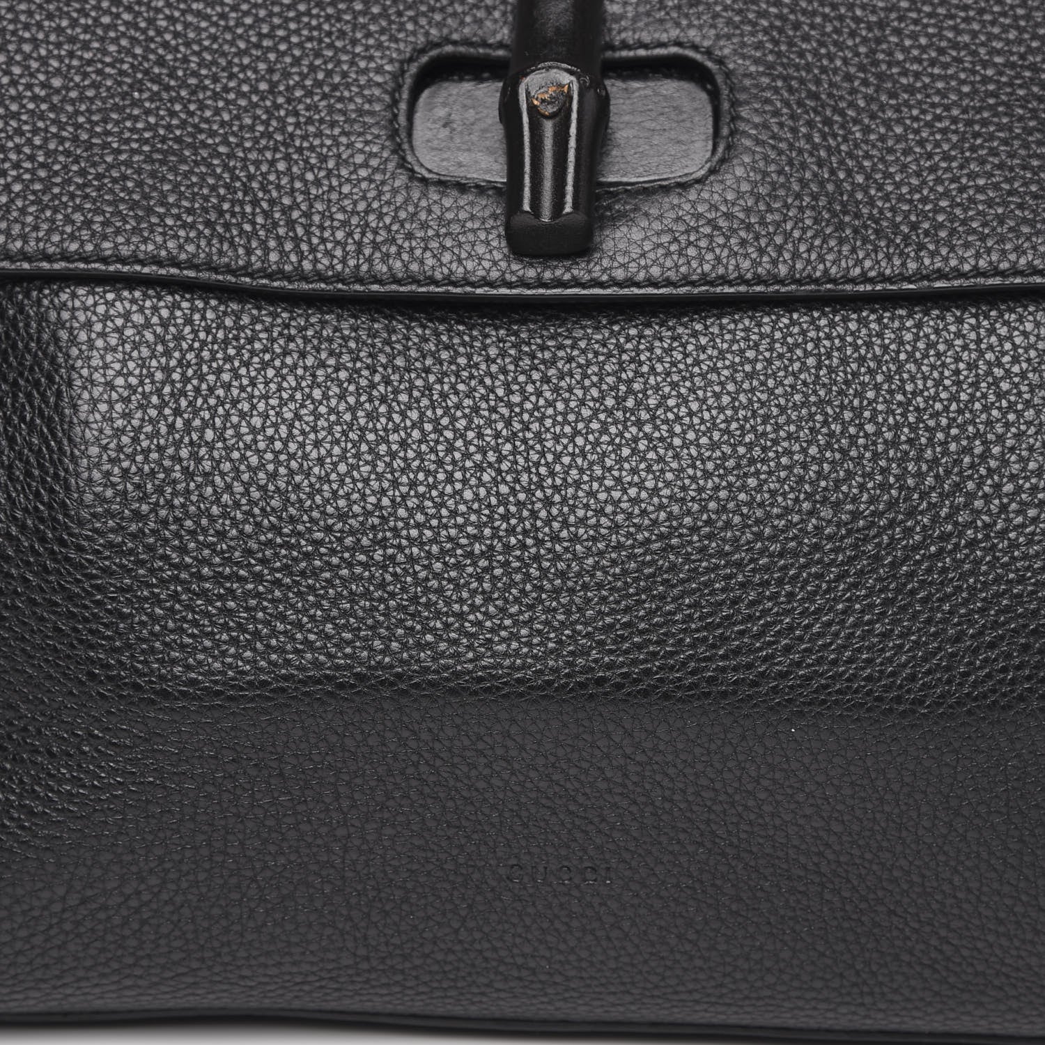Gucci Pebbled Calfskin Large Bamboo Daily Top Handle Bag Black 10 of 10