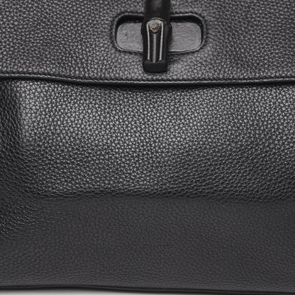 Gucci Pebbled Calfskin Large Bamboo Daily Top Handle Bag Black 10 of 10