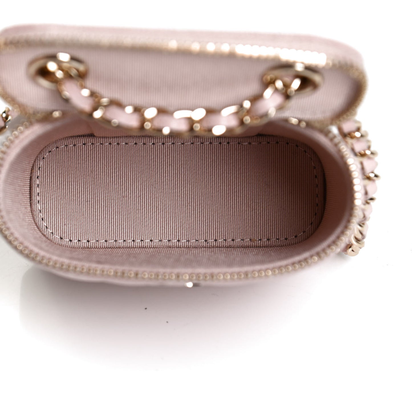 Caviar Quilted Small Vertical Coco Beauty Vanity Case With Chain Light Pink