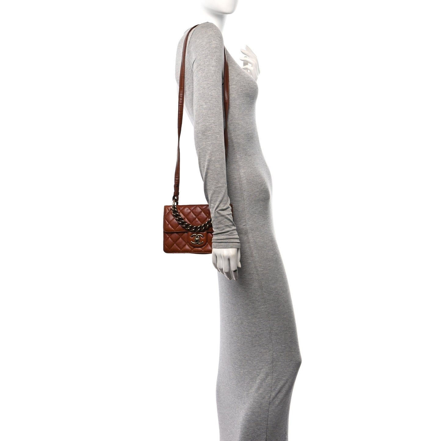 Caviar Quilted Small Retro Class Flap Brown
