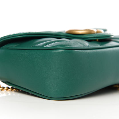Gucci Calfskin Matelasse Super Mini GG Marmont Shoulder Bag Emerald Green 7 of 9