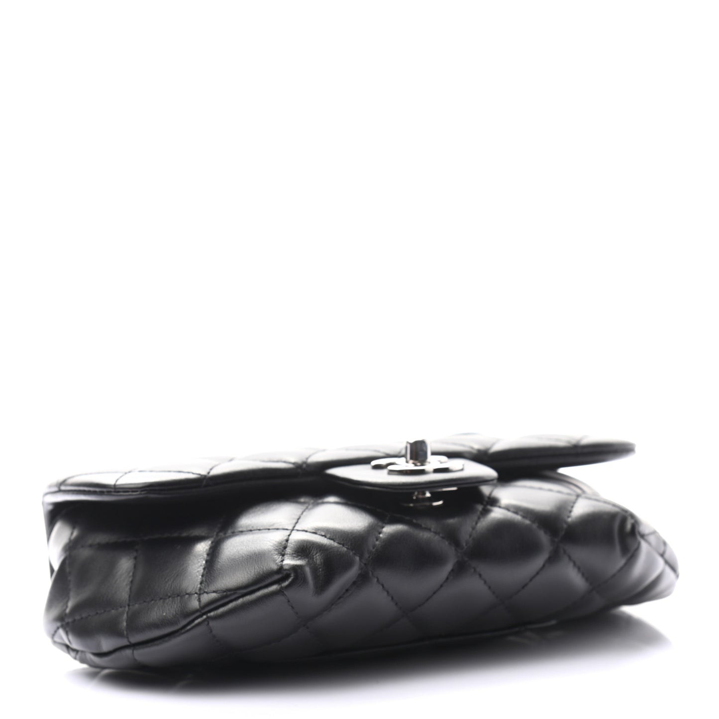 Calfskin Quilted CC Uniform Flap Belt Bag Black