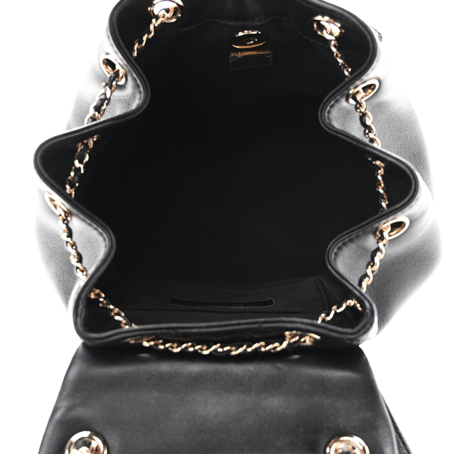 Lambskin Quilted Small Duma Drawstring Backpack Black