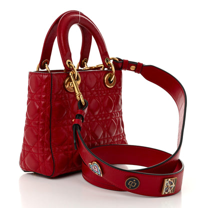 Christian Dior Crinkled Patent Cannage Small Lucky Badges My Lady Dior Red 3 of 11