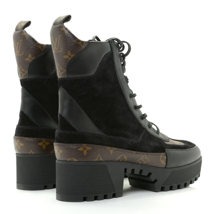 Louis Vuitton Suede Calfskin Monogram Laureate Platform Desert Boots 42 Black 3 of 11