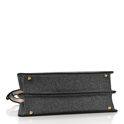 Fendi Melange Flannel Satin Threaded Edge Medium Peekaboo I SEE U Satchel Grigio Bois de Rose 4 of 11
