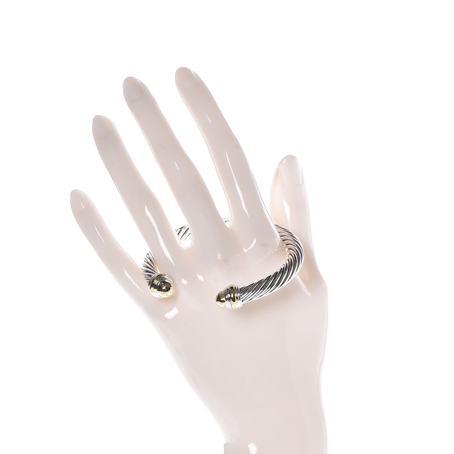 David Yurman Sterling Silver 14K Yellow Gold 7mm Cable Classics Bracelet 2 of 5