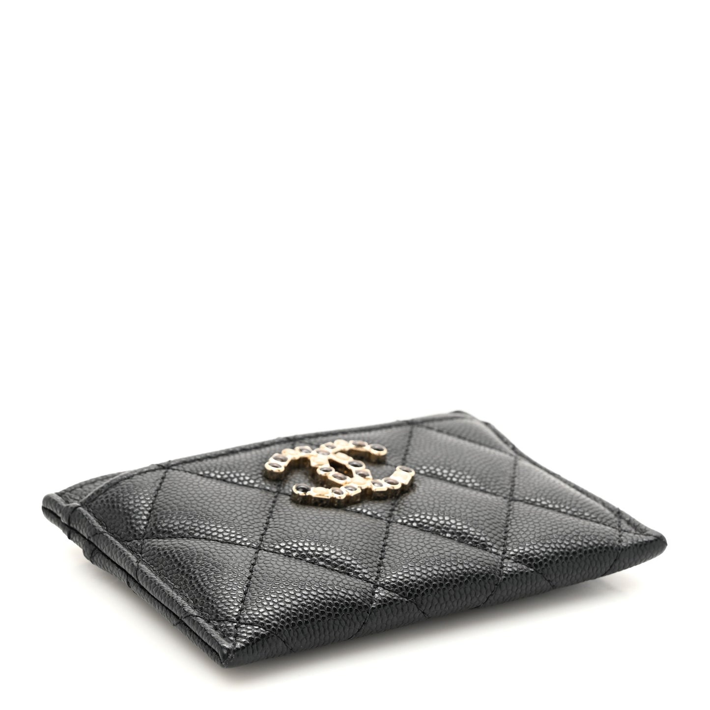 Caviar Quilted French New Wave Card Holder Black