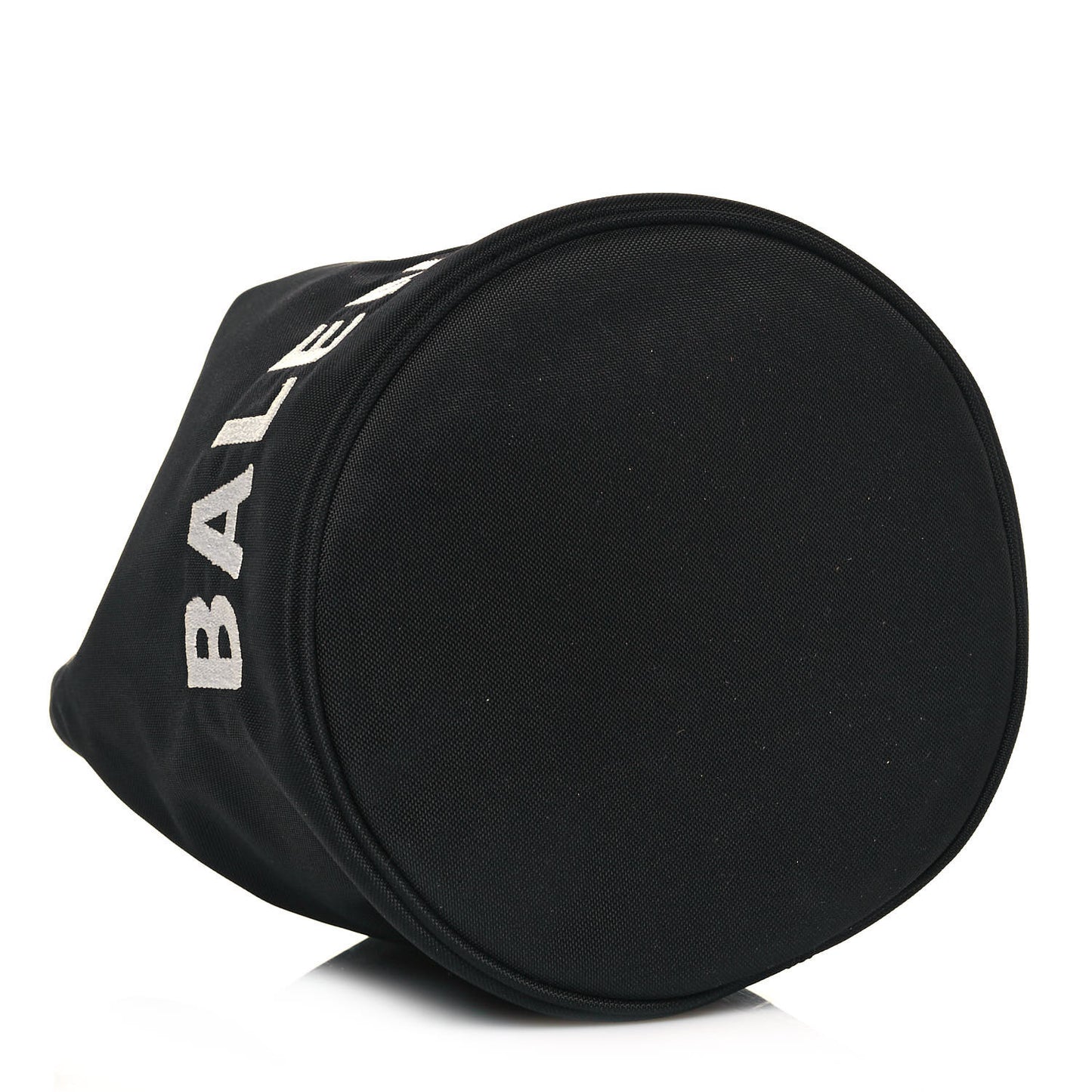 Recycled Sport Nylon Logo Embroidered Wheel Drawstring Bucket Bag XS Black