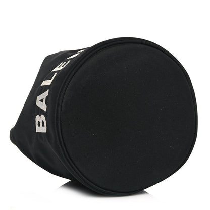 Balenciaga Recycled Sport Nylon Logo Embroidered Wheel Drawstring Bucket Bag XS Black 4 of 10