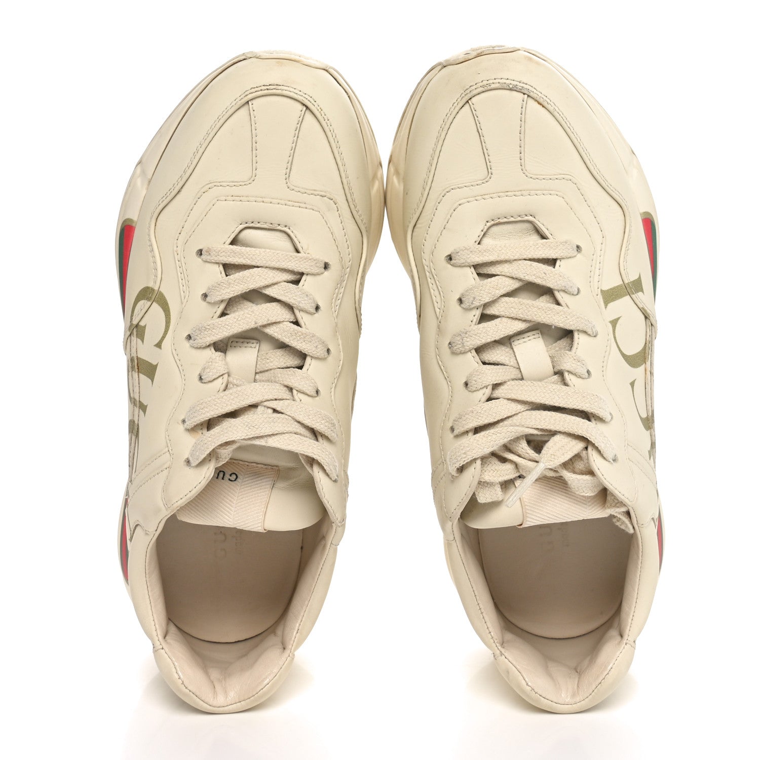 Gucci Calfskin Logo Womens Rhyton Sneakers 37 Ivory 2 of 10