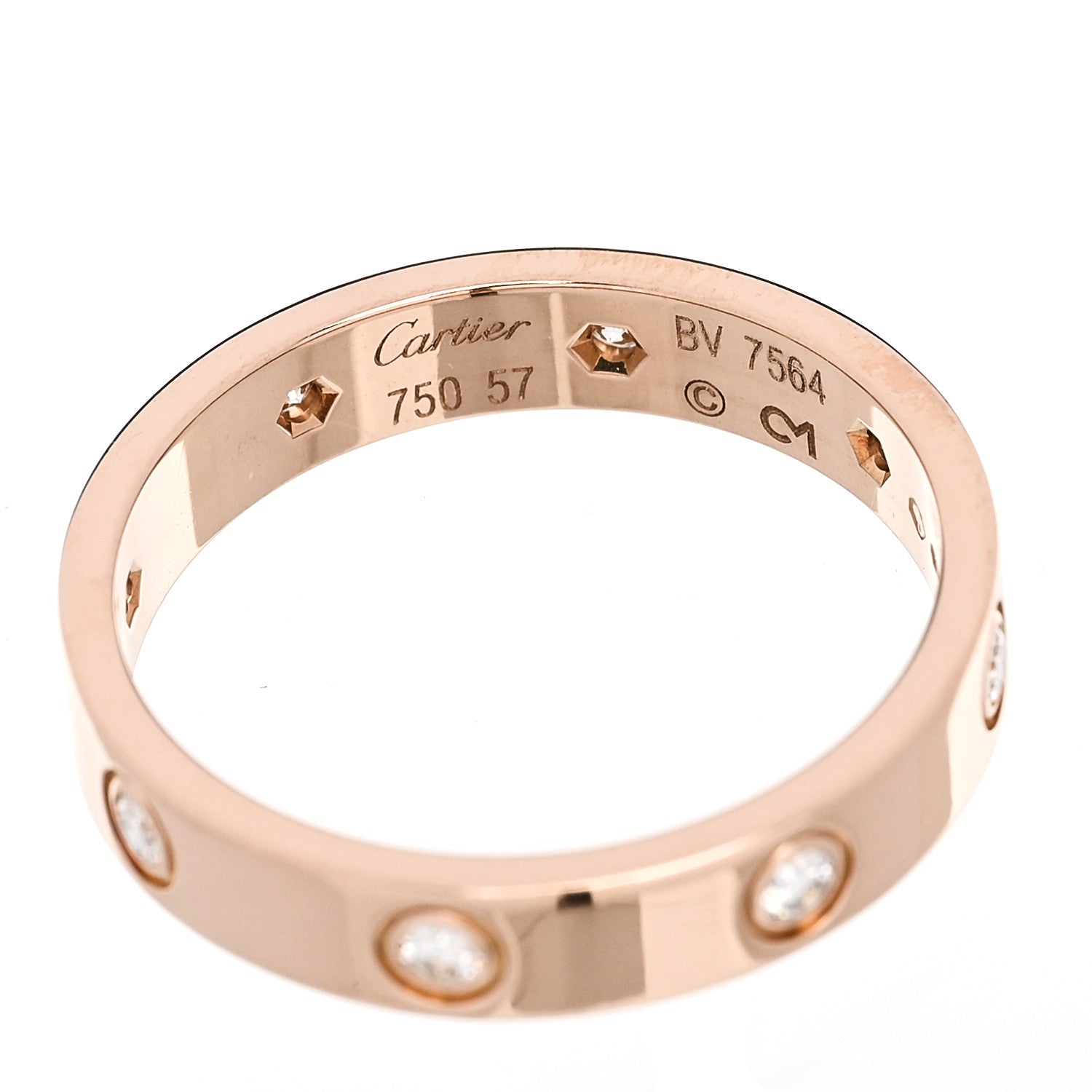 Cartier 18K Pink Gold 8 Diamond 4mm LOVE Wedding Band Ring 57 8 4 of 4