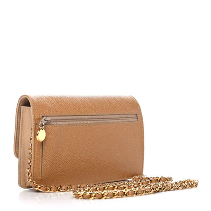 Chanel Caviar Timeless CC Wallet on Chain WOC Beige 2 of 4