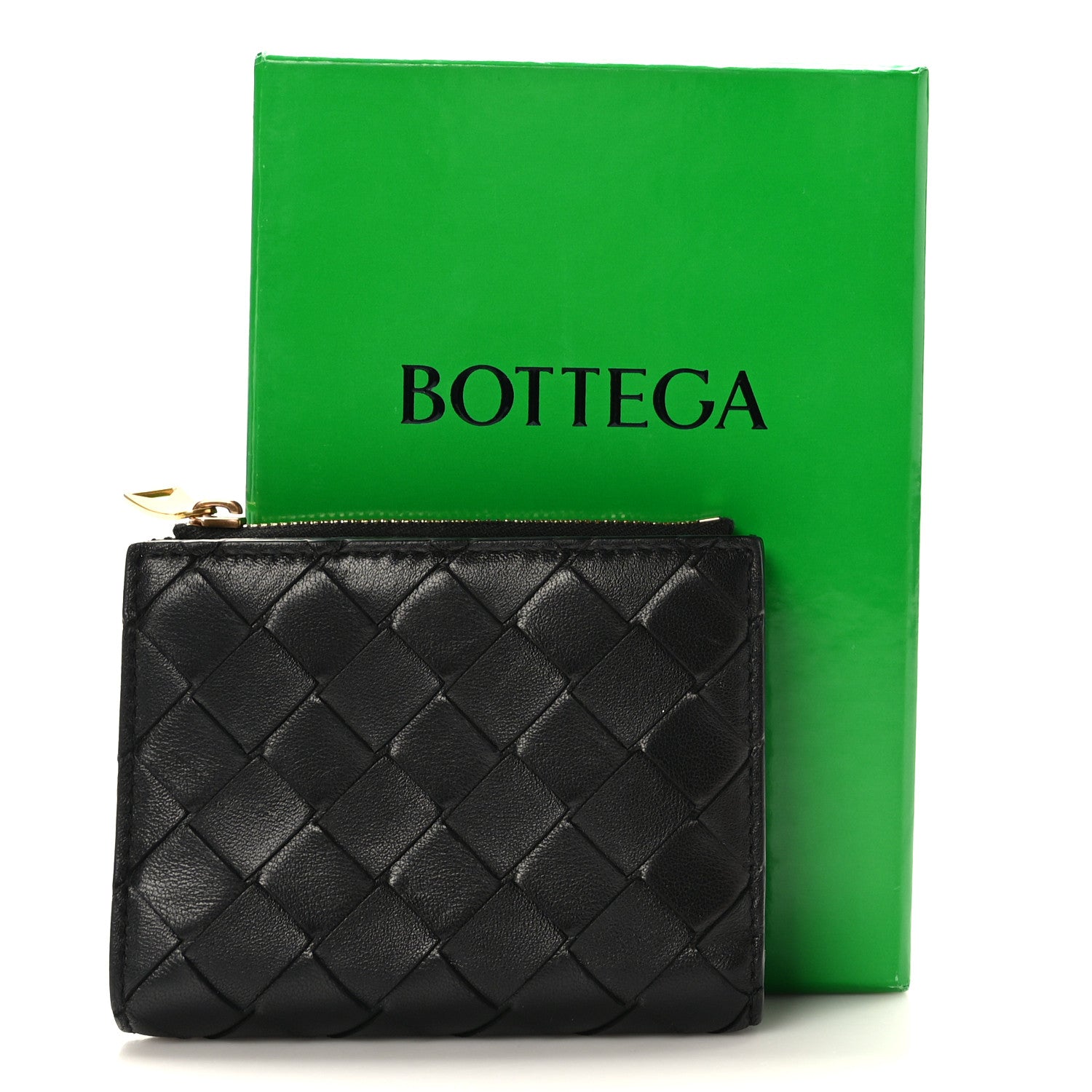Bottega Veneta Nappa Intrecciato Small Bi-Fold Zip Wallet Black 3 of 8