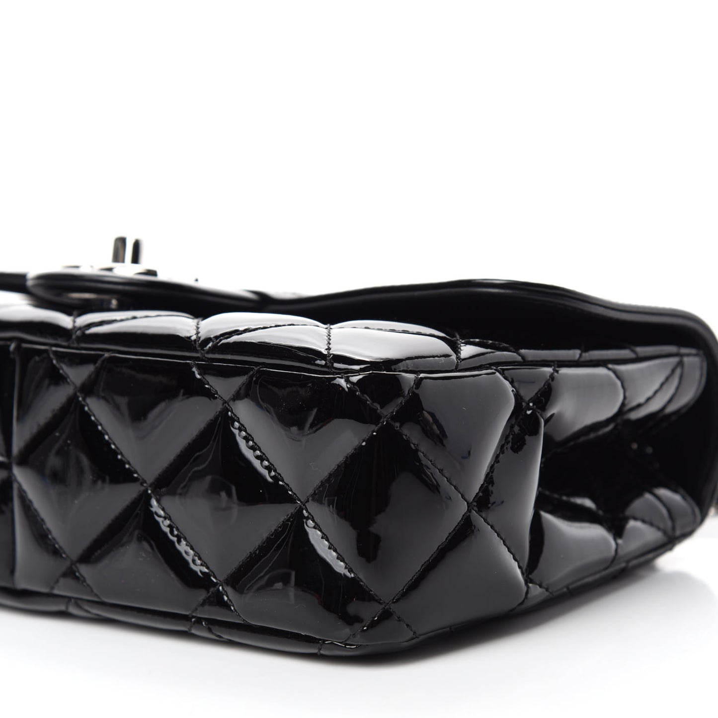 Patent Quilted Small Coco Shine Flap Black