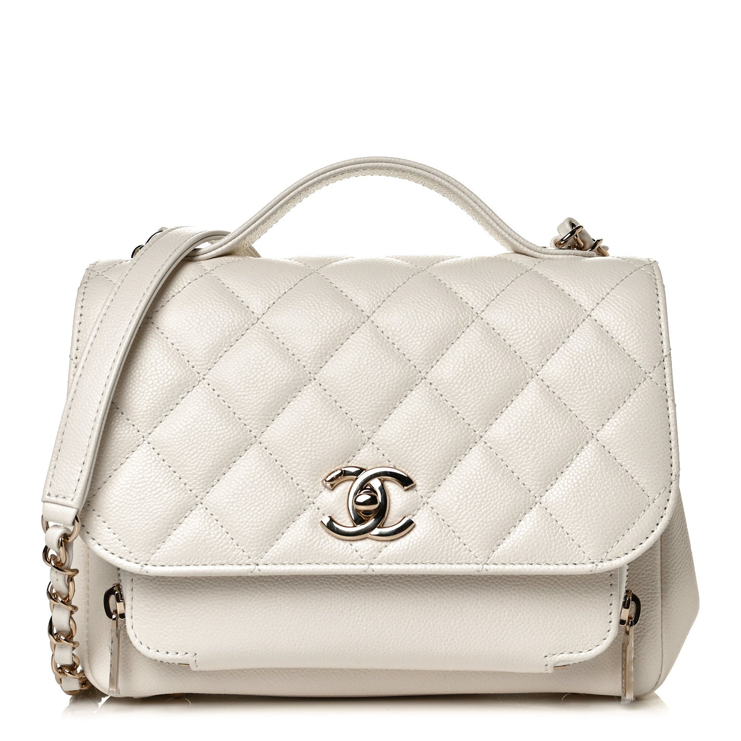 Caviar Quilted Medium Business Affinity Flap White
