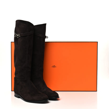 Hermes Suede Kelly Jumping Boots 39 Ecorce 9 of 9