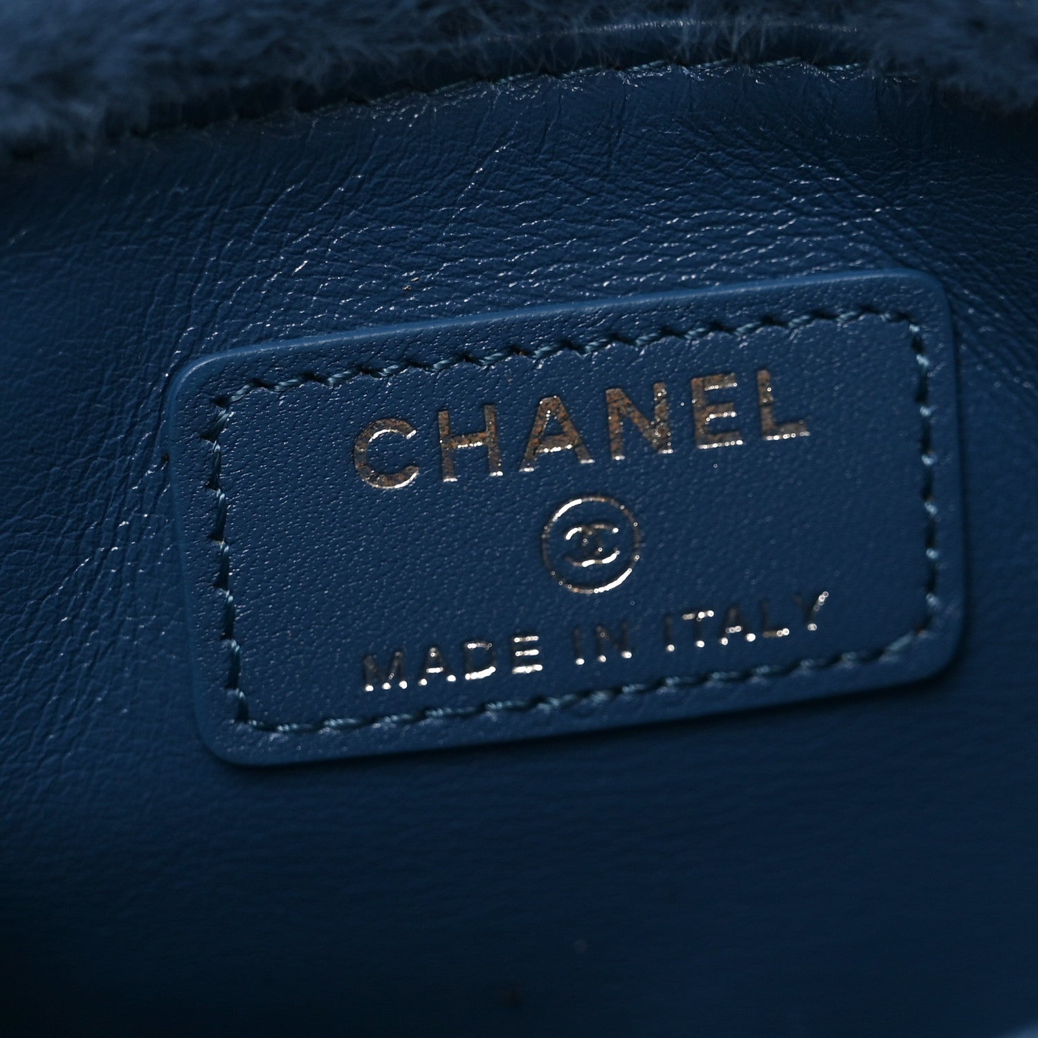 Chanel Rabbit Fur Mini CC Pouch Blue 6 of 10