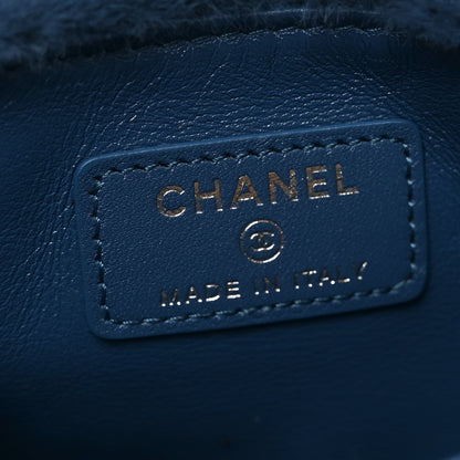 Chanel Rabbit Fur Mini CC Pouch Blue 6 of 10