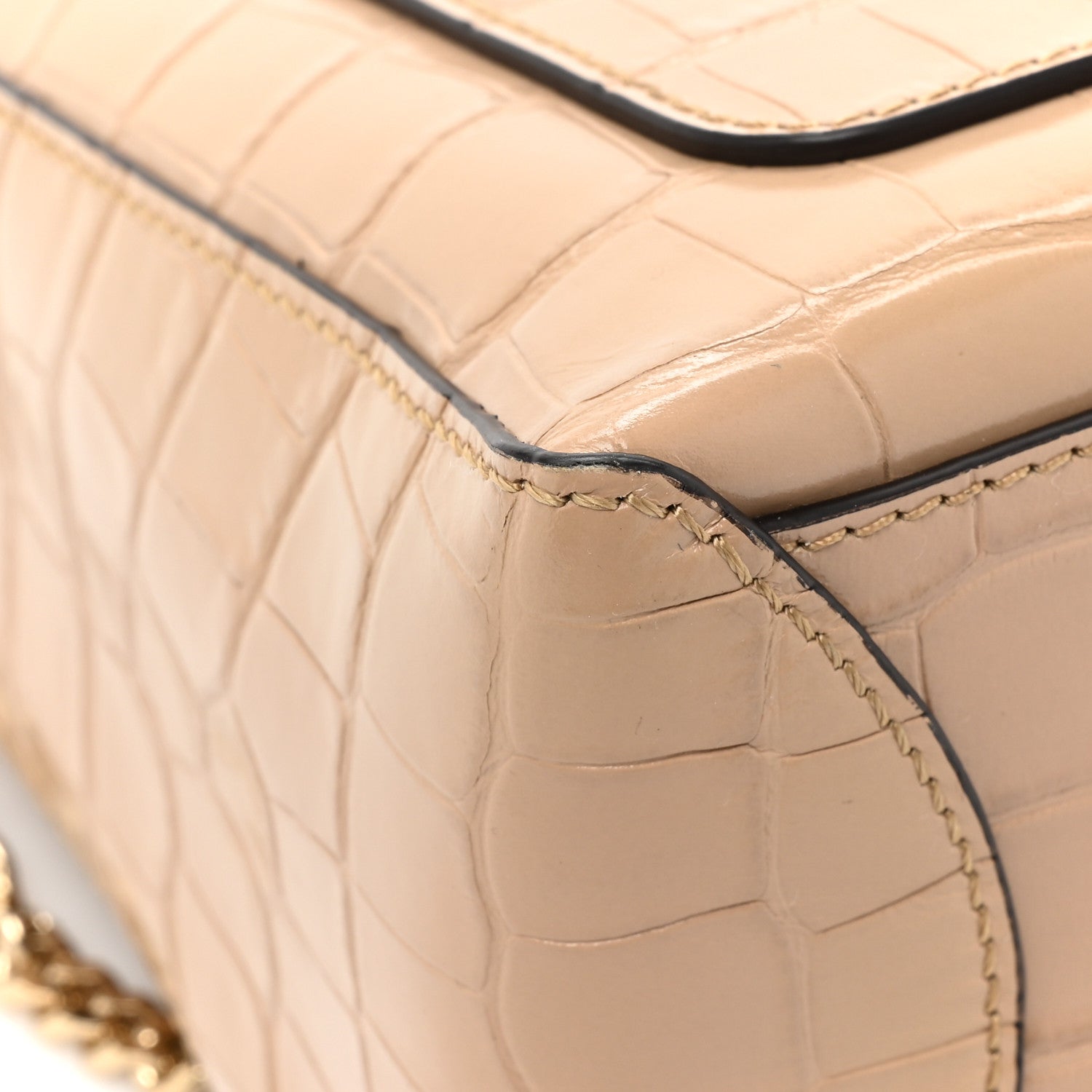 Chloe Calfskin Crocodile Embossed Small Faye Day Shoulder Bag Beige 11 of 12