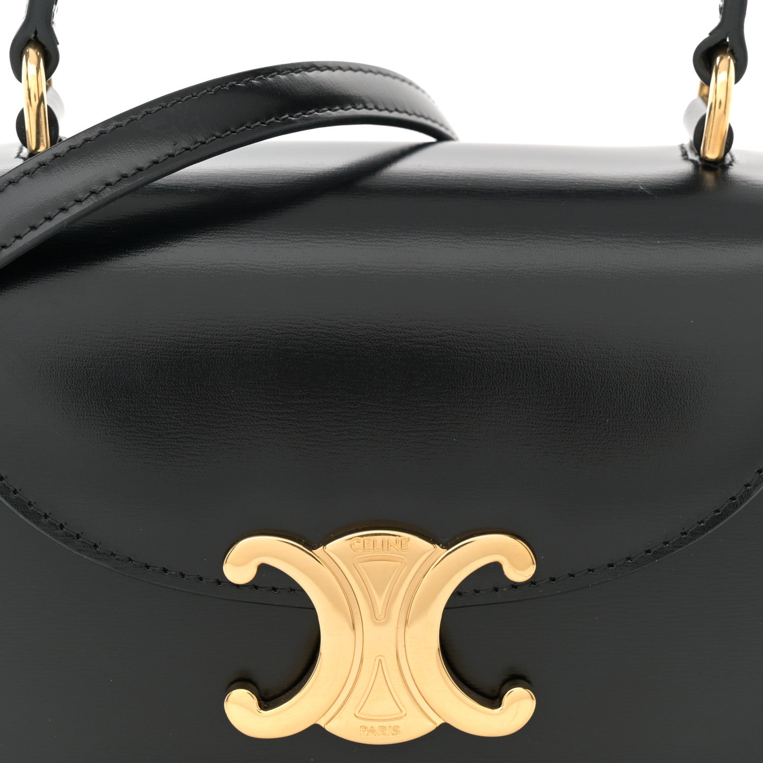 Celine Shiny Calfskin Triomphe Mini Besace Clea Black 7 of 12