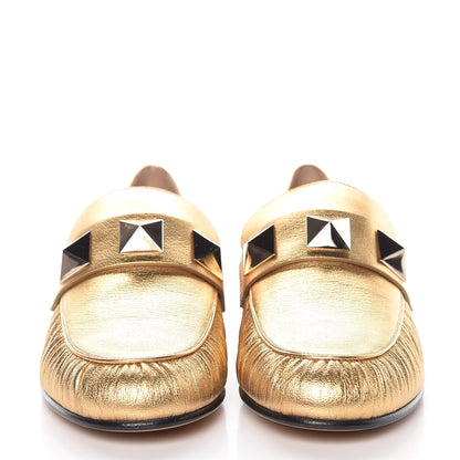 Valentino Garavani Metallic Calfskin Rockstud Loafers 39 Deep Gold 2 of 10
