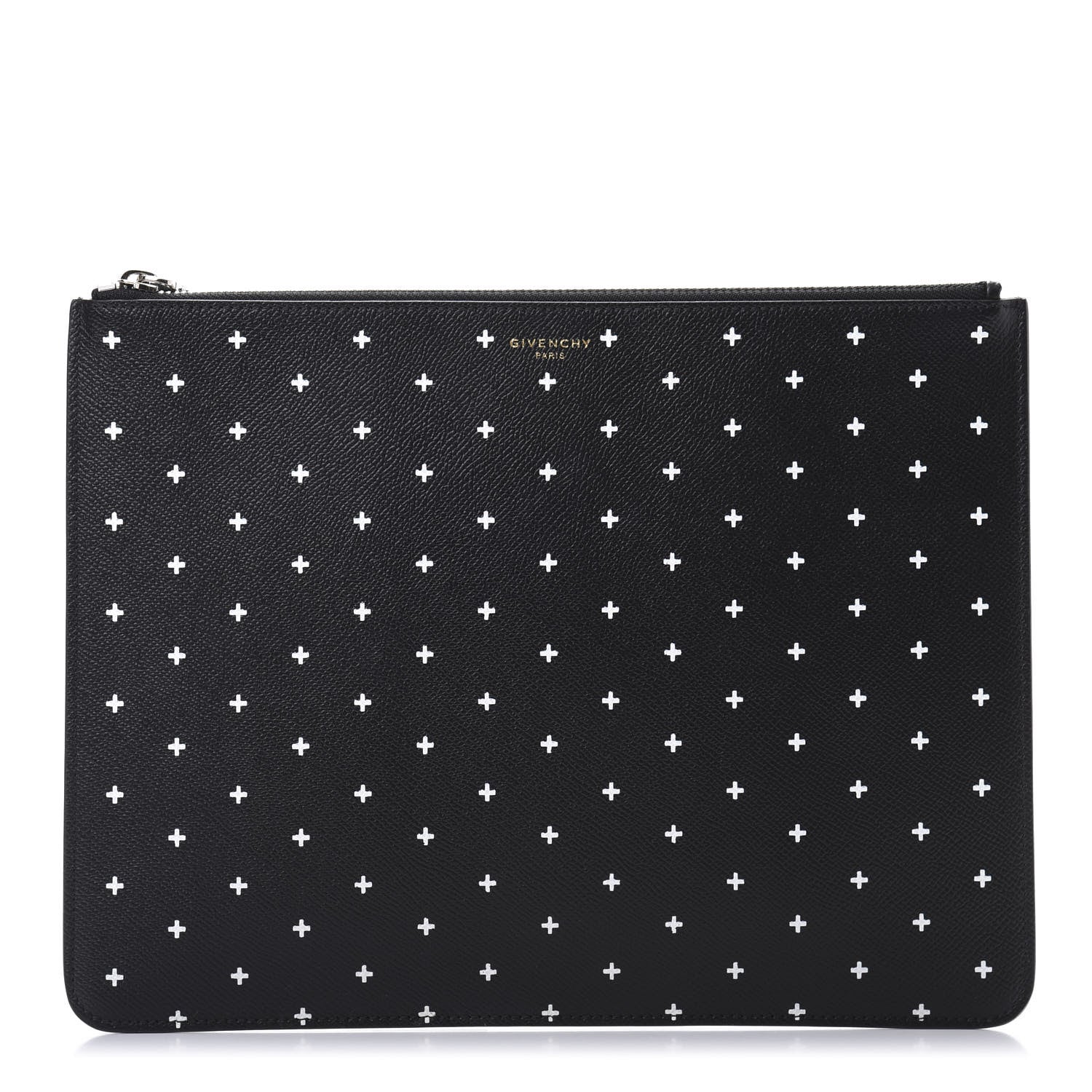 Givenchy Grained Calfskin Cross Print Zip Pouch Black 1 of 7