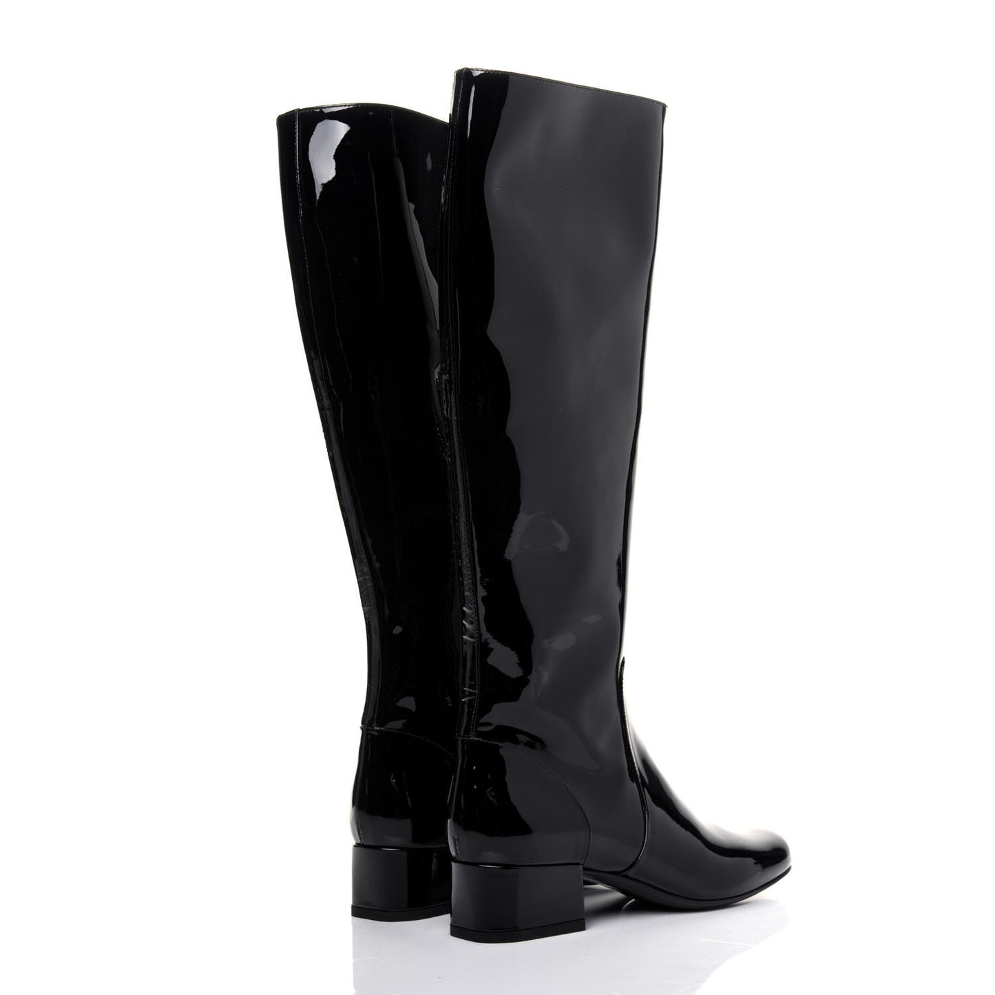 Patent Knee High Boots 34.5 Black