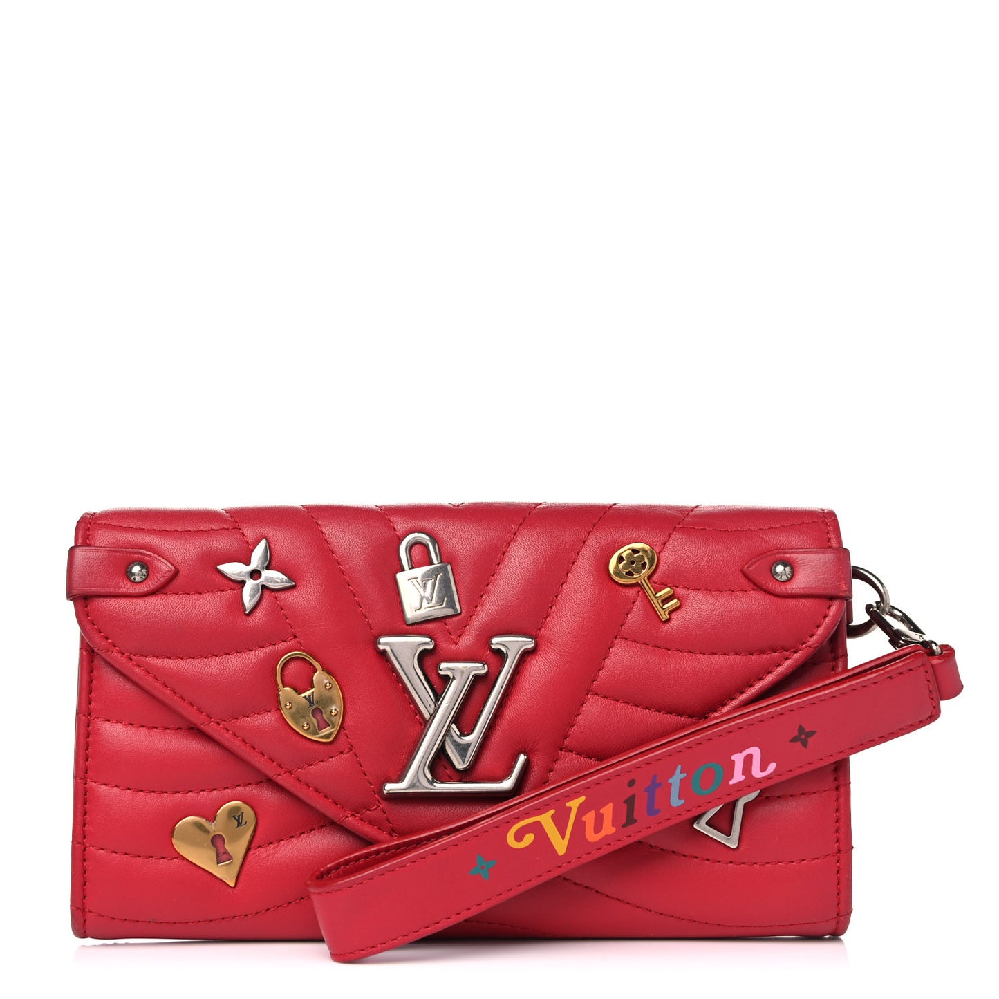 Calfskin Love Lock New Wave Long Wallet Red