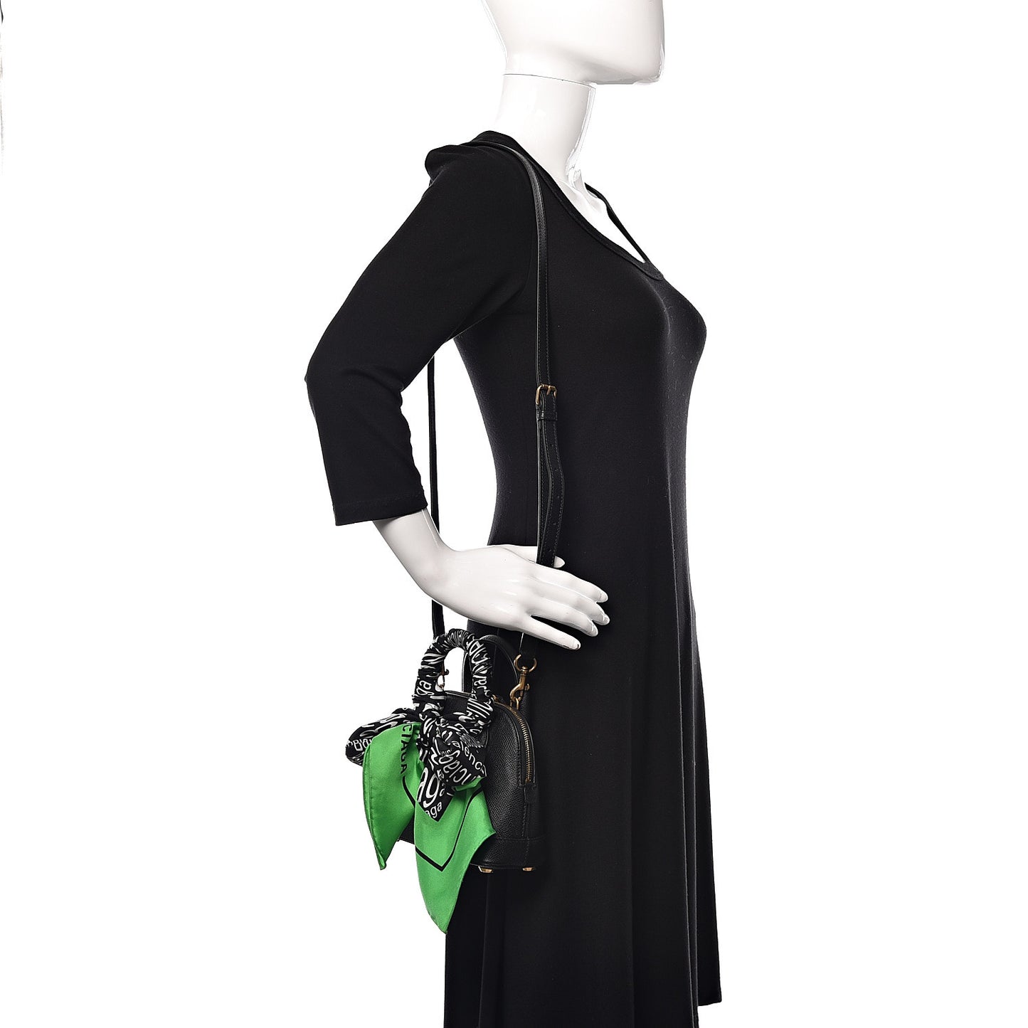 Grained Calfskin XXS Ville Top Handle Bag Scarf Black