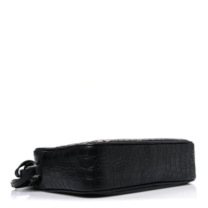 Saint Laurent Calfskin Crocodile Embossed Monogram Lou Camera Bag Black 4 of 10