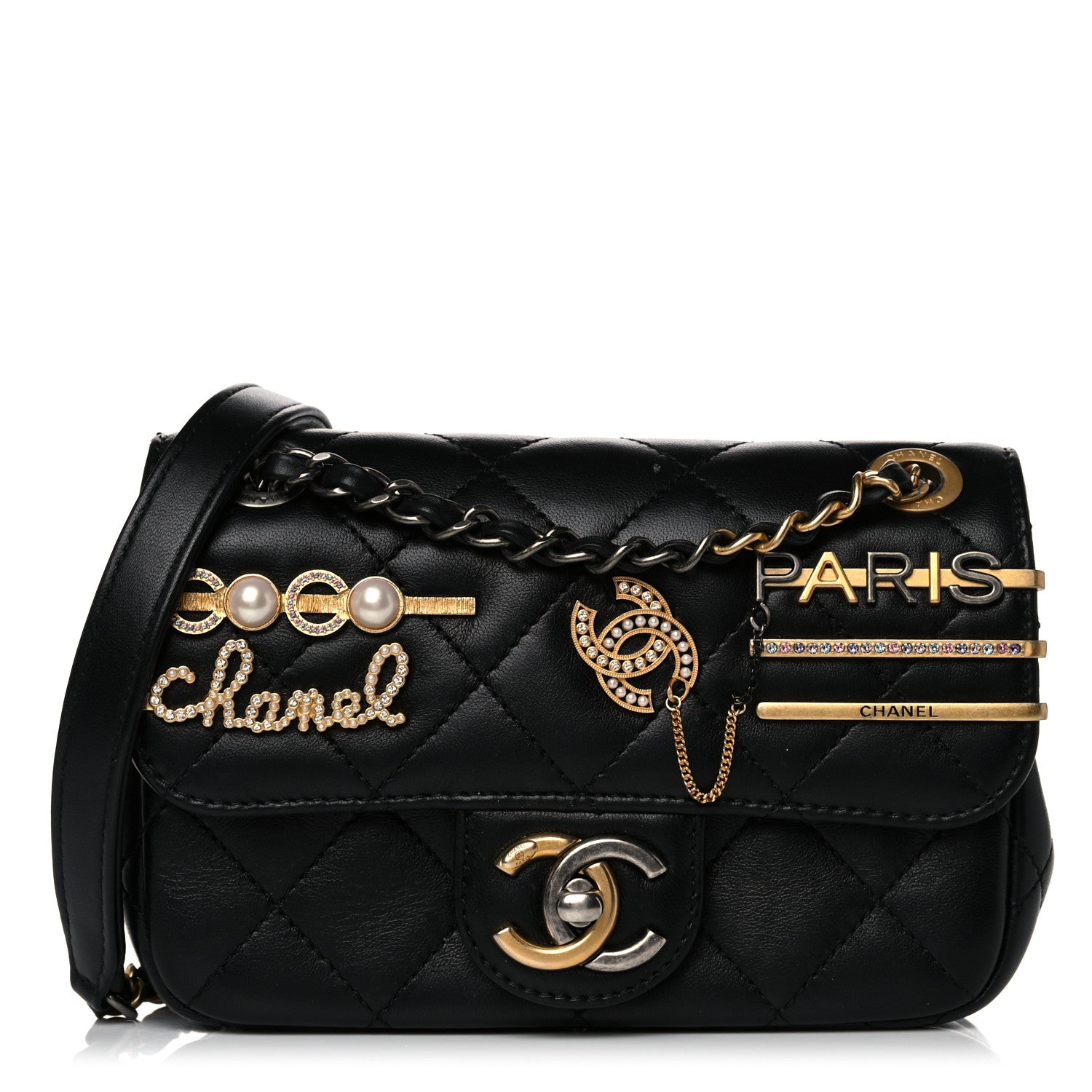 Chanel Lambskin Quilted Mini Coco Clips Single Flap Black 1 of 12