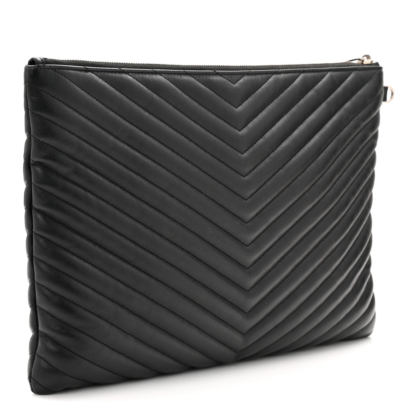 Calfskin Matelasse Chevron Monogram Document Holder Black