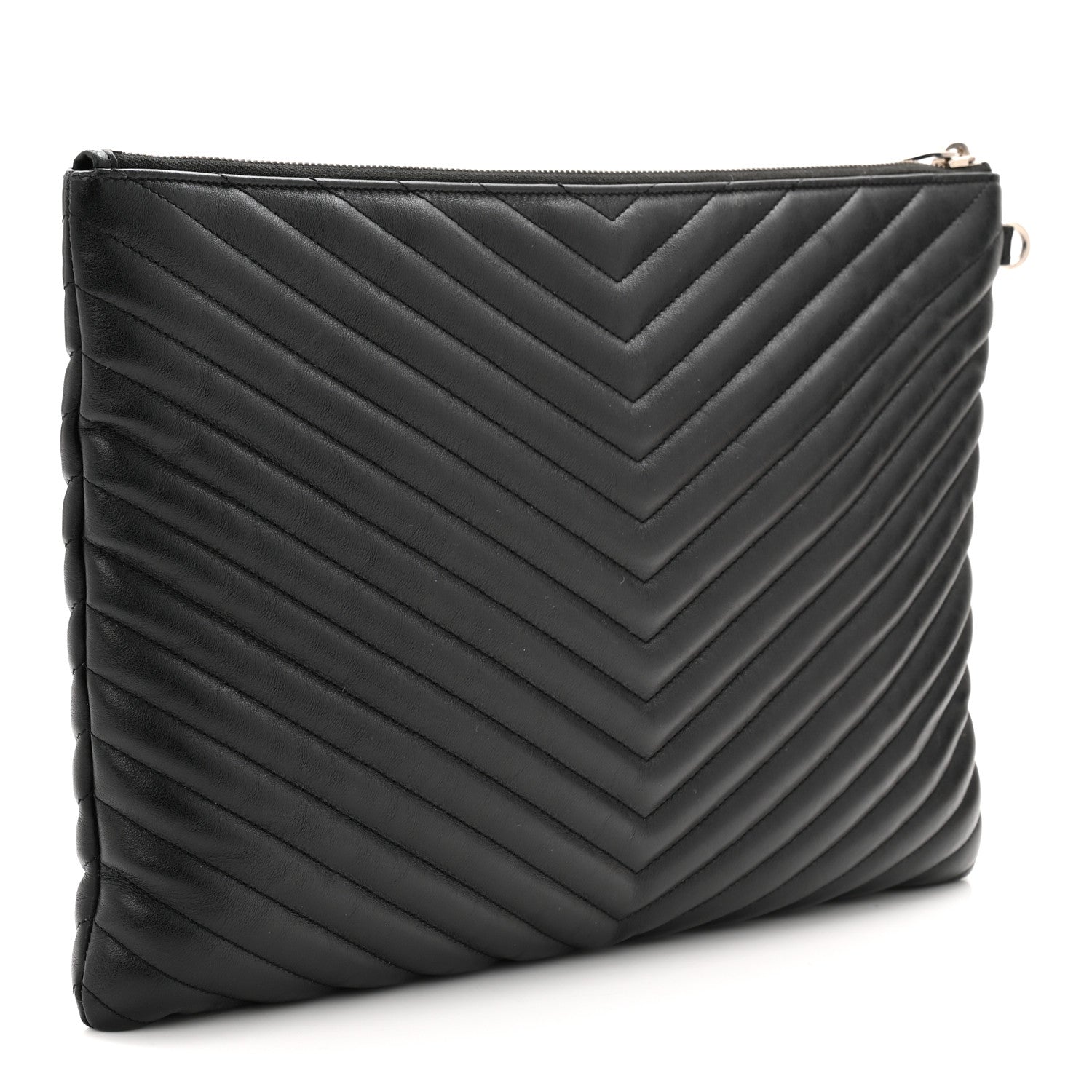Saint Laurent Calfskin Matelasse Chevron Monogram Document Holder Black 3 of 10