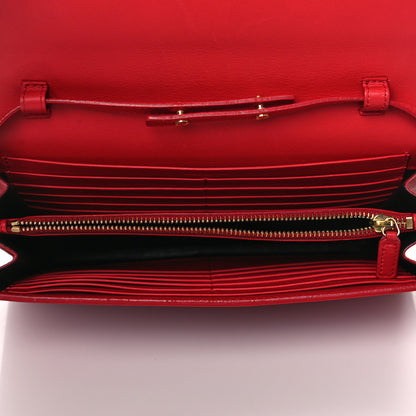 Saint Laurent Calfskin Classic Y Ligne Chain Wallet Vermillion 5 of 10